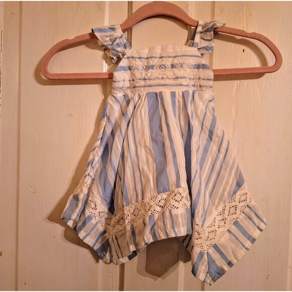 Tommy Bahama Babies Size 3-6 Crochet Embroidered Blue and White Sundress Spring - Picture 1 of 4